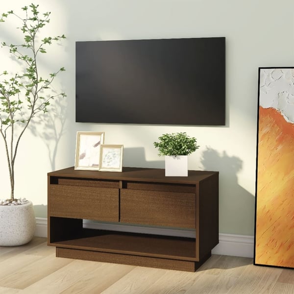 vidaXL TV-benk honningbrun 74x34x40 cm heltre furu