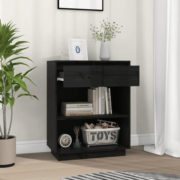 vidaXL Konsollskap svart 60x34x75 cm heltre furu