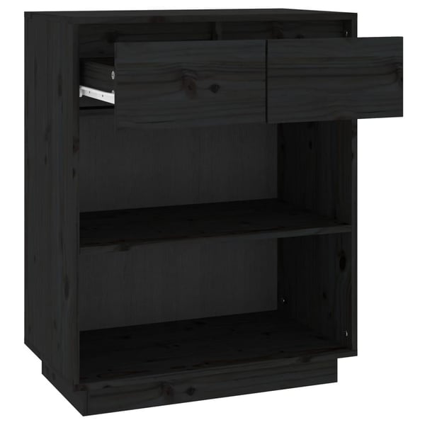 vidaXL Konsollskap svart 60x34x75 cm heltre furu