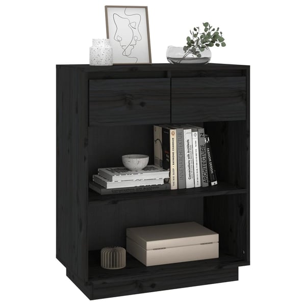 vidaXL Konsollskap svart 60x34x75 cm heltre furu