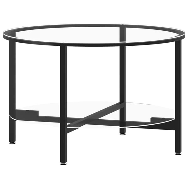 vidaXL Tebord svart og gjennomsiktig 70 cm herdet glass