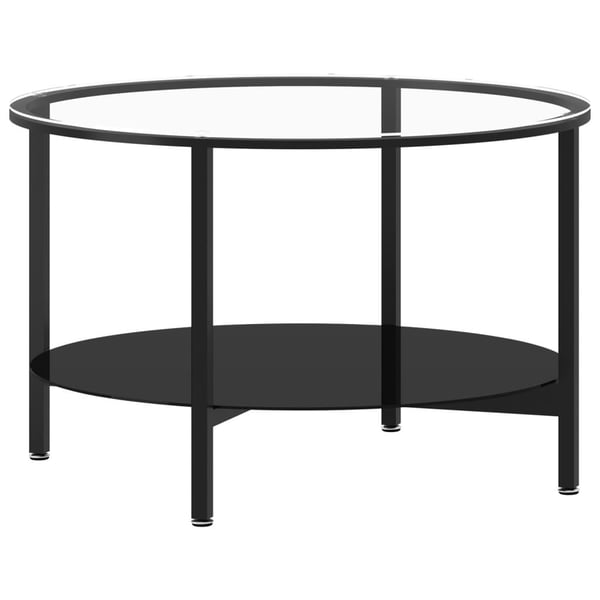 vidaXL stuebord 70 cm hærdet glas sort og transparent