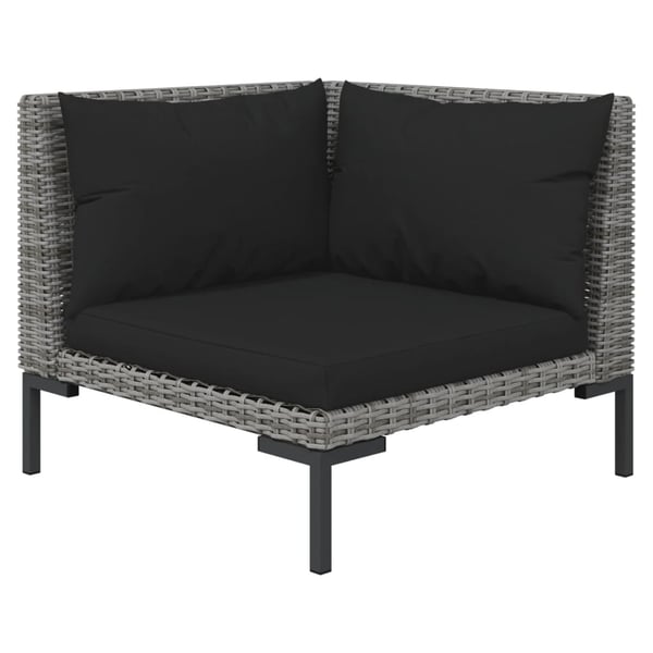 vidaXL loungesæt til haven 3 dele halvrundt polyrattan mørkegrå