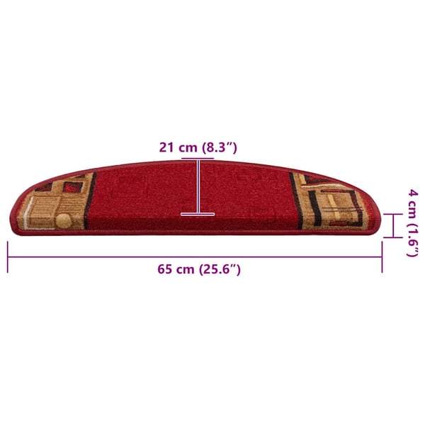 vidaXL Selvklebende trappematter 10 stk 65x21x4 cm rød