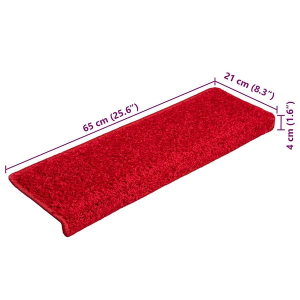 vidaXL trappemåtter 10 stk. 65x21x4 cm rød
