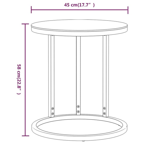 vidaXL Sidebord gull og gjennomsiktig 45 cm herdet glass