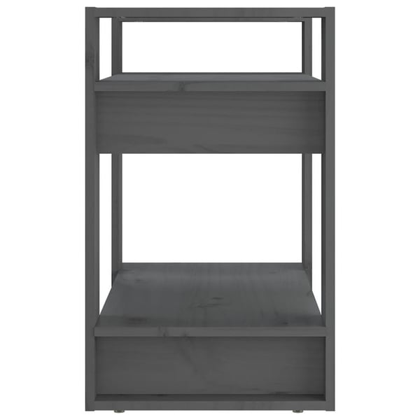 vidaXL Bokhylla/rumsavdelare grå 60x35x57 cm massiv furu