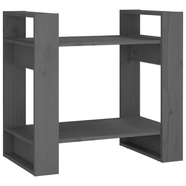 vidaXL Bokhylla/rumsavdelare grå 60x35x57 cm massiv furu