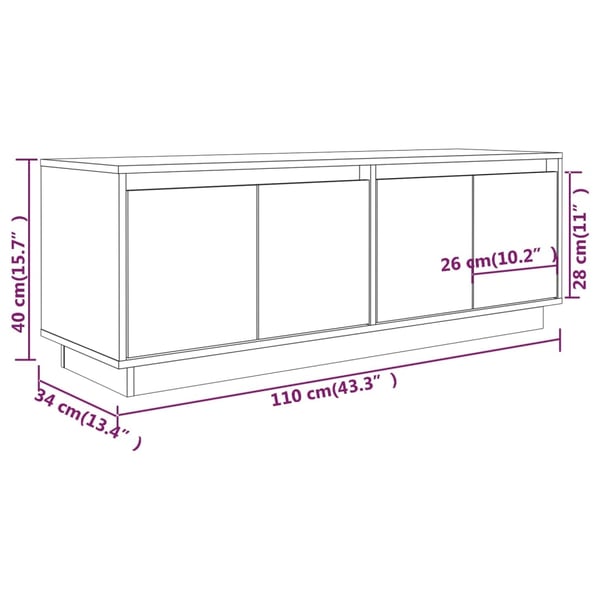 vidaXL TV-benk hvit 110x34x40 cm heltre furu