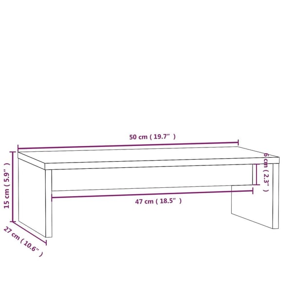 vidaXL Monitorstativ hvit 50x27x15 cm heltre furu