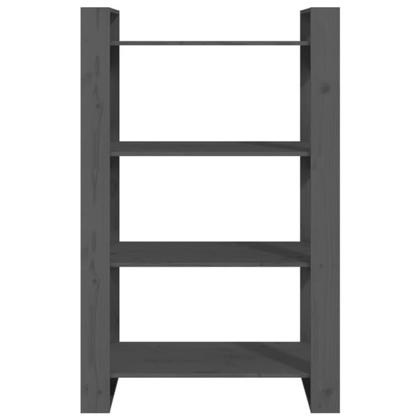 vidaXL Bokhylla/rumsavdelare grå 80x35x125 cm massiv furu