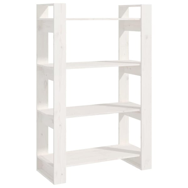 vidaXL Bokhylle/romdeler hvit 80x35x125 cm heltre furu