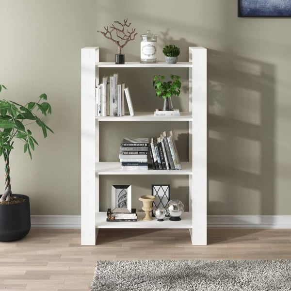 vidaXL Bokhylle/romdeler hvit 80x35x125 cm heltre furu