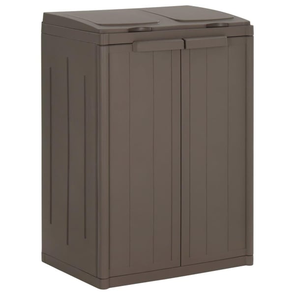 vidaXL Søppelbøtte med 2 dører brun 65x45x88 cm PP