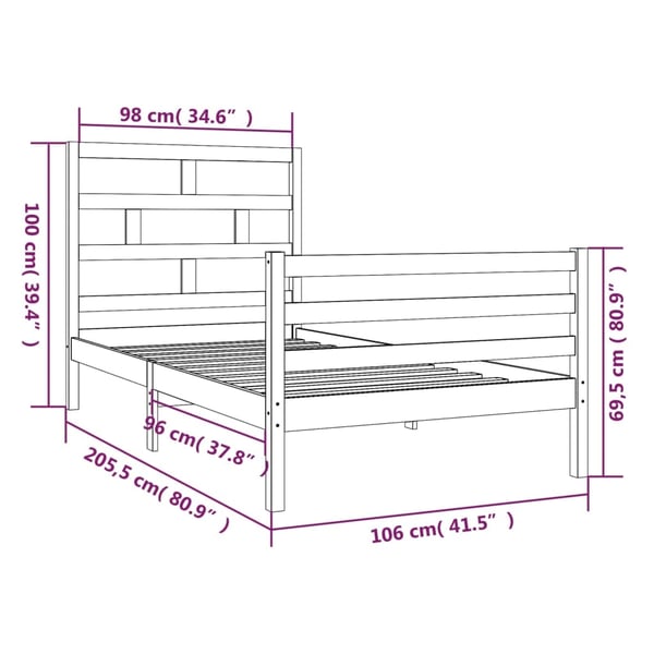 vidaXL Sengeramme heltre furu 100x200 cm