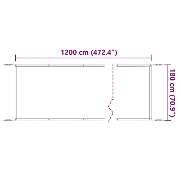 vidaXL Vertikal markise hvit 180x1200 cm oxfordstoff