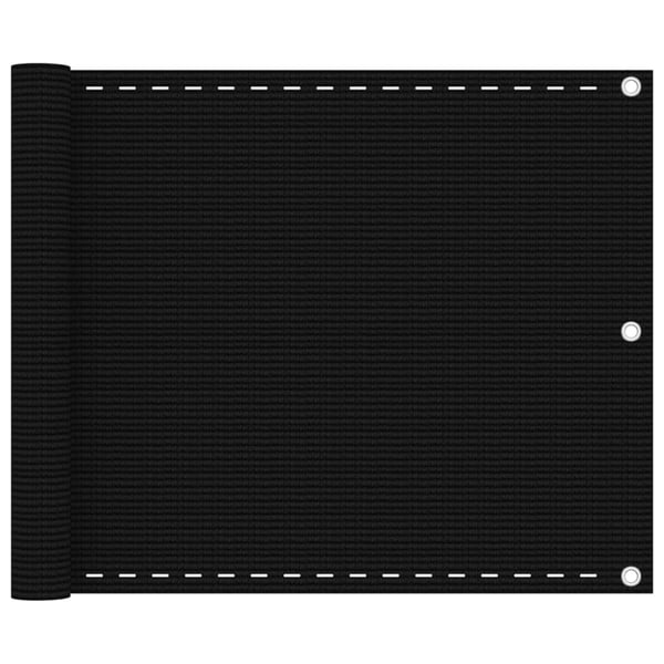 vidaXL Balkongskjerm svart 75x500 cm HDPE