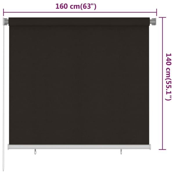 vidaXL Rullgardin utomhus 160x140 cm brun HDPE