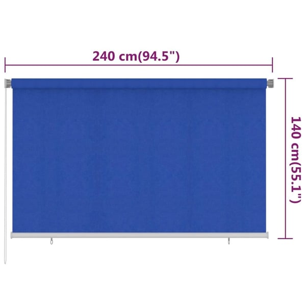 vidaXL Rullaverho ulkotiloihin 240x140 cm sininen HDPE