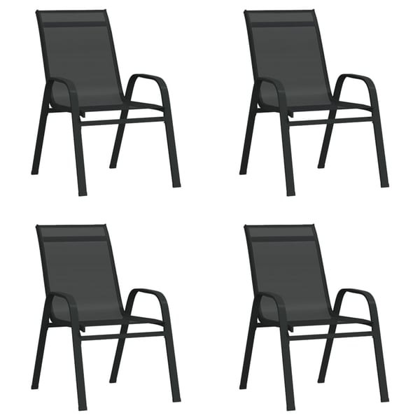 vidaXL stabelbare havestole 4 stk. textilene sort