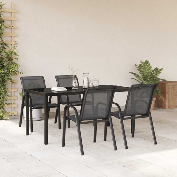 vidaXL stabelbare havestole 4 stk. textilene sort