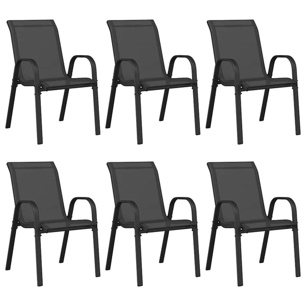 vidaXL stabelbare havestole 6 stk. textilene sort