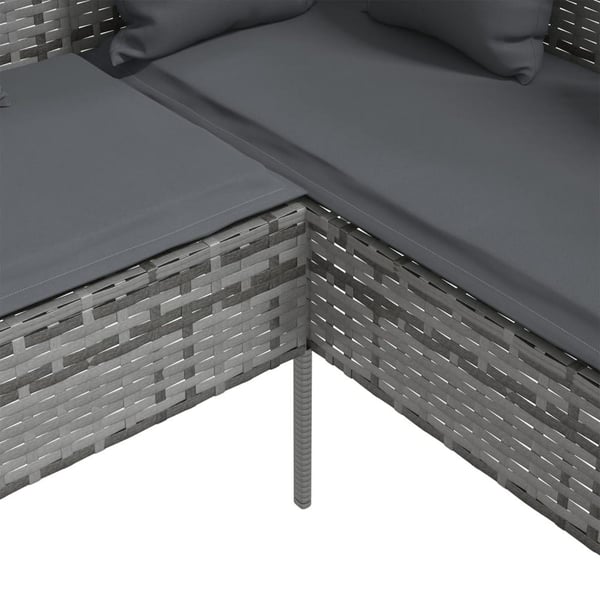 vidaXL Sofa L-formet med puter polyrotting grå