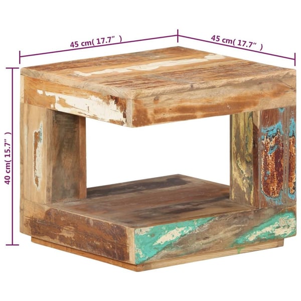vidaXL sofabord 45x45x40 cm massivt genbrugstræ