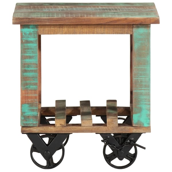 vidaXL Sidebord med hjul 40x40x42 cm gjenvunnet heltre