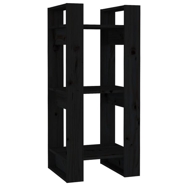vidaXL bogreol/rumdeler 41x35x91 cm massivt fyrretræ sort