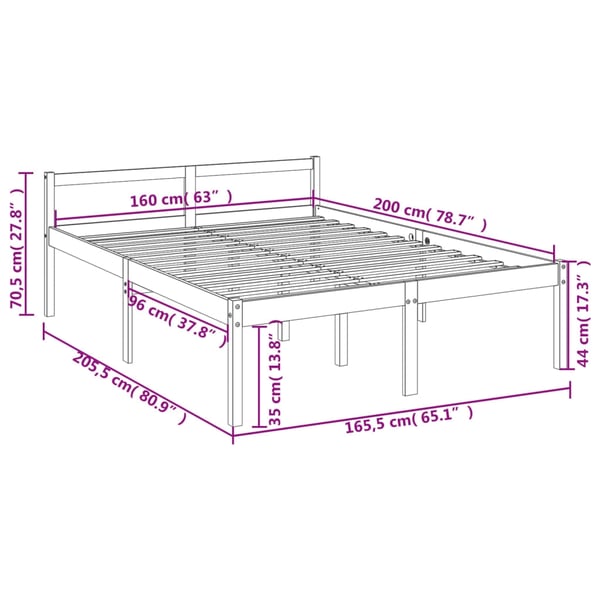 vidaXL Seniorseng 160x200 cm heltre furu
