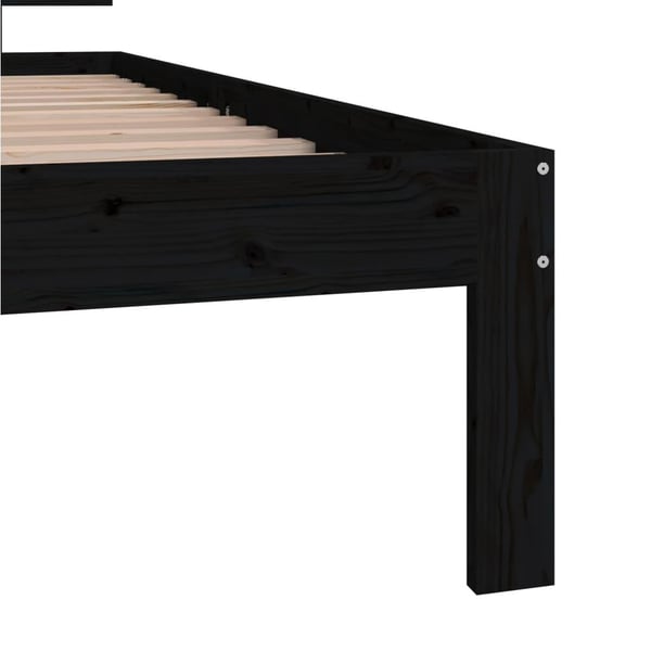 vidaXL Sängynrunko musta täysi mänty 90x200 cm