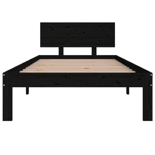 vidaXL Sängynrunko musta täysi mänty 90x200 cm