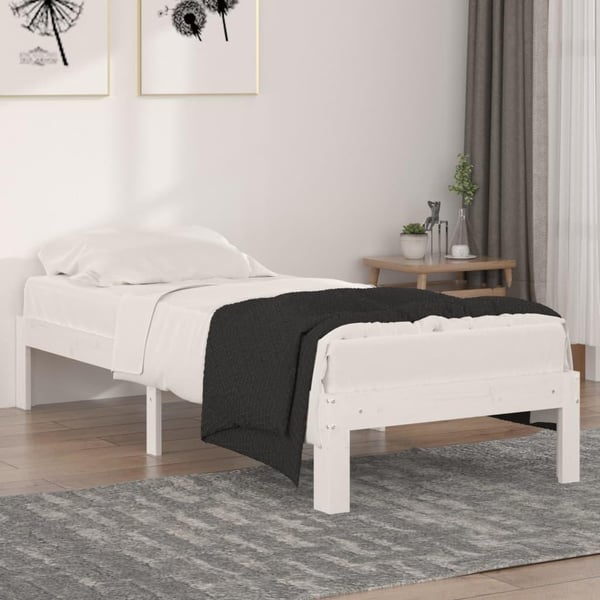 vidaXL Sengeramme hvit heltre 75x190 cm Small Single