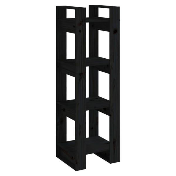 vidaXL Bokhylla/rumsavdelare svart 41x35x125 cm massiv furu