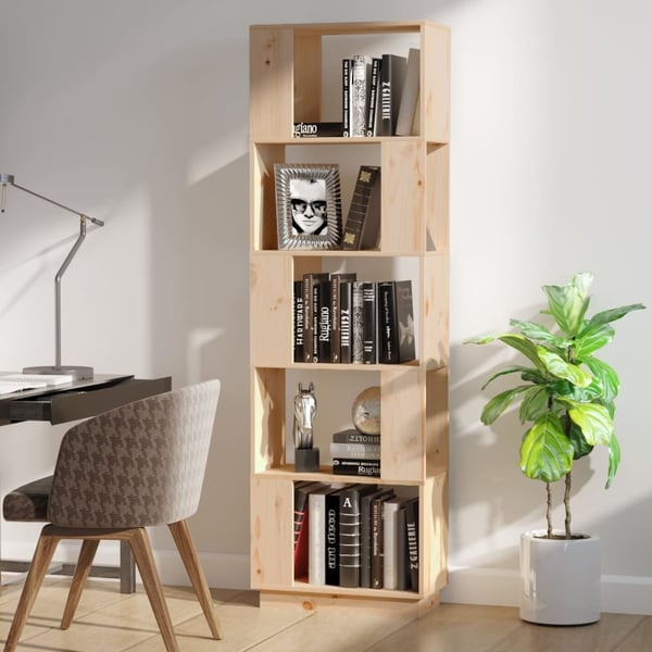 vidaXL Bokhylle/romdeler 51x25x163,5 cm heltre furu