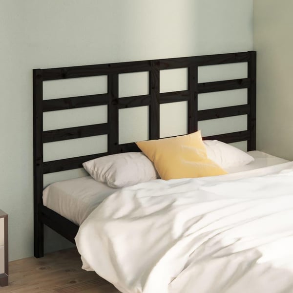 vidaXL Sengegavl svart 126x4x104 cm heltre furu