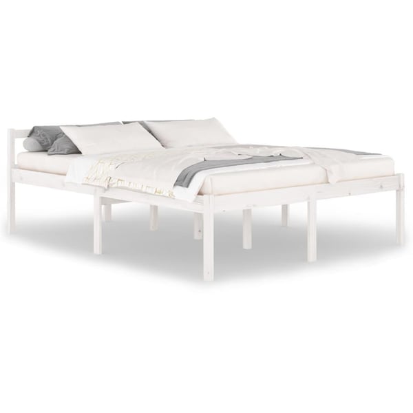 vidaXL seniorseng 160x200 cm massivt fyrretræ hvid