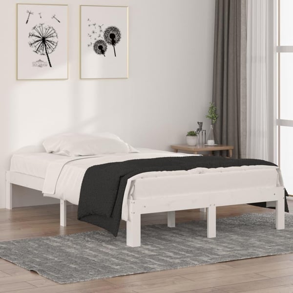 vidaXL Sengeramme hvit heltre 120x190 cm Small Double