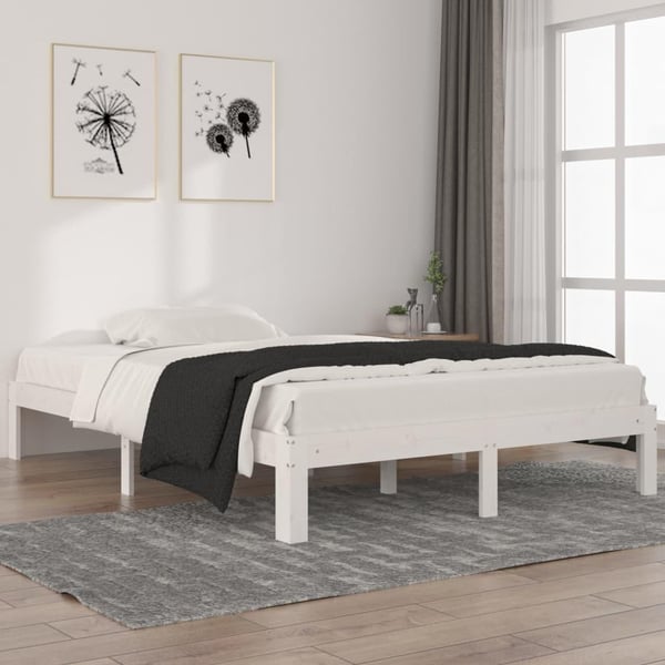 vidaXL Sengeramme hvit heltre furu 140x200 cm