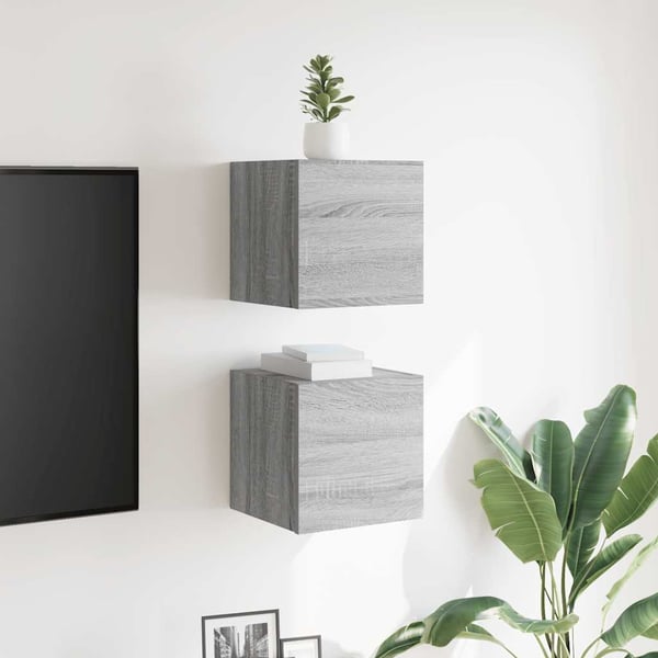 vidaXL væghængtee tv-skab 2 stk. 30,5x30x30 cm grå og sonoma-eg