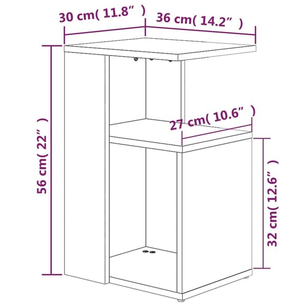 vidaXL Sidebord grå sonoma 36x30x56 cm konstruert tre