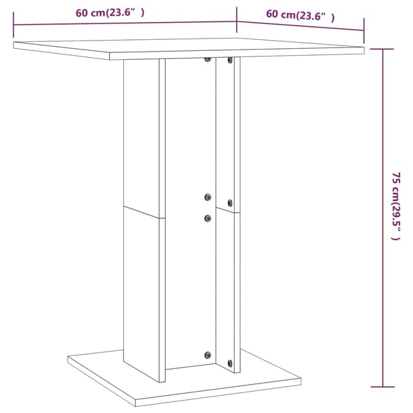vidaXL Bistrobord brun eik 60x60x75 cm konstruert tre