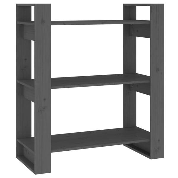 vidaXL bogreol/rumdeler 80x35x91 cm massivt fyrretræ grå