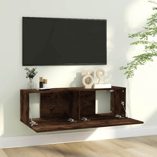 vidaXL TV-benk røkt eik 100x30x30 cm konstruert tre