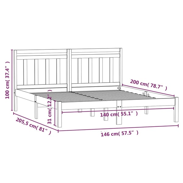 vidaXL Sengeramme heltre furu 140x200 cm