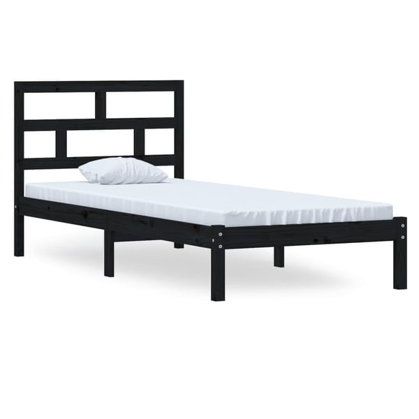 vidaXL sengeramme 100x200 cm massivt fyrretræ sort