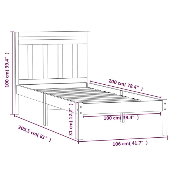 vidaXL Sengeramme hvit heltre furu 100x200 cm