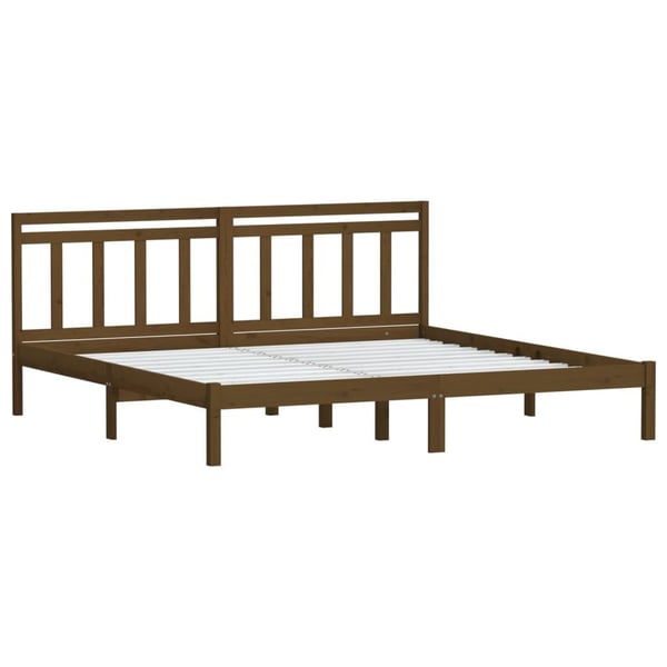 vidaXL Sengeramme honningbrun heltre furu 200x200 cm