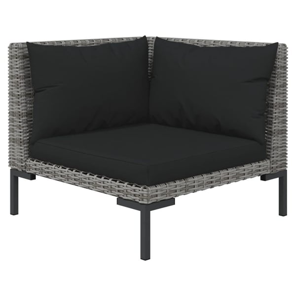vidaXL loungesæt til haven 7 dele med hynder polyrattan mørkegrå